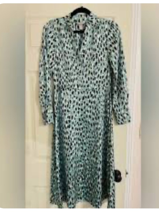 H&M Dresses & Skirts - H&M Teal Mixed Animal Print Long Sleeve Midi Dress